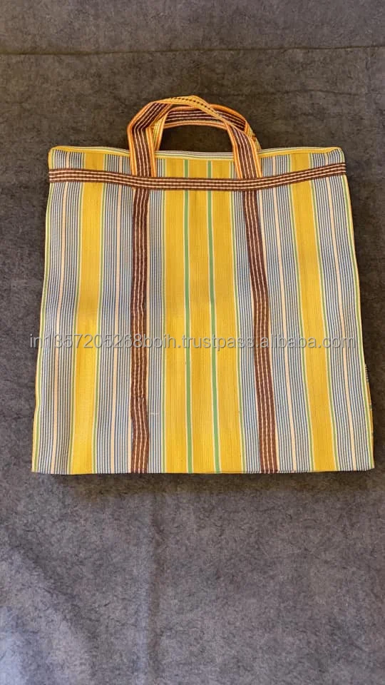 Recycled Nylon Striped Indian Market Shopping Bag Buy Hopping Bag