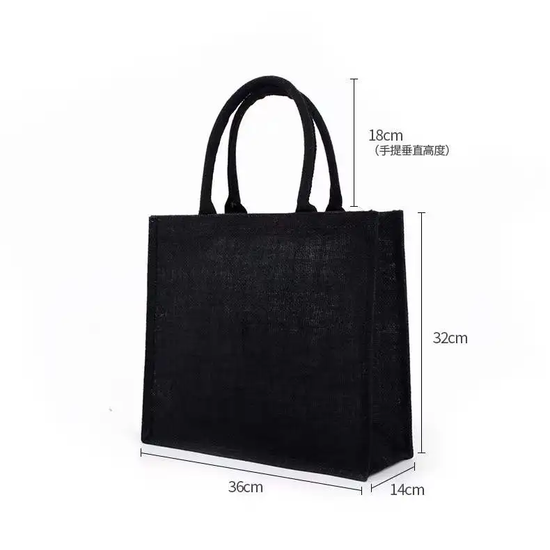 Large Plain Jute Linen Tote Bag Black Blank Custom Burlap Tote Bags Jute Buy Friendly Reusable