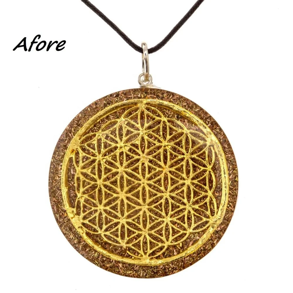 铜灵气生命之花铜器吊坠发电机能量蓄能器emf保护神奇的奥尔贡石吊坠