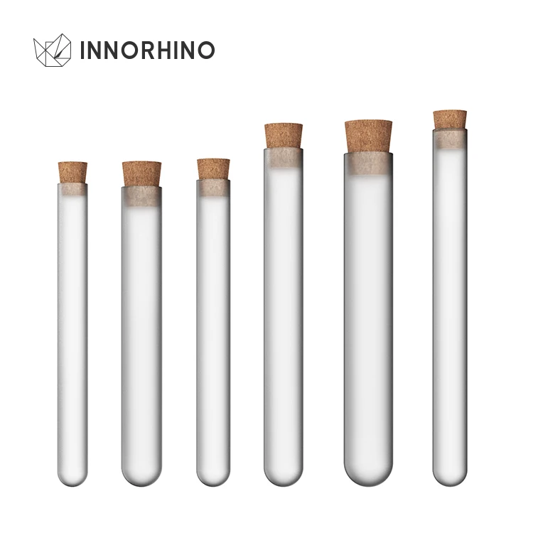 Rounded Bottom Custom 1 4 6 10 15 19 23 28 36 55 ml Glass Packaging Test Tube With Leak Proof Cork Plug Stopper