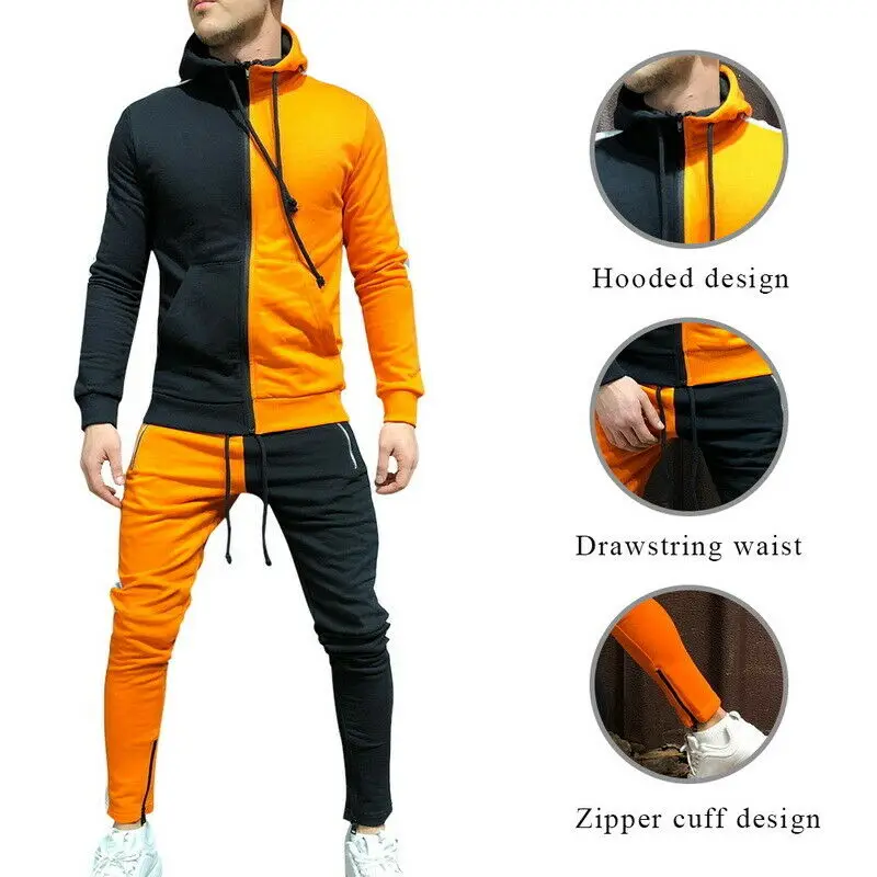 orange and black sweat suit