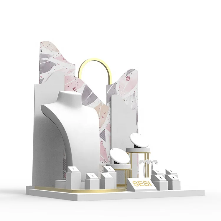 
SESI с изображением белого деревянного пола, кожа ювелирные изделия дисплей реквизит для ожерелье серьги стенд для демонстрации ювелирных изделий 