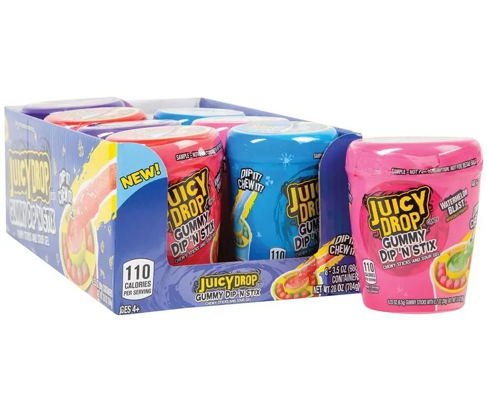 Juicy Drop Gummy Dip 'n Stix Sweet Gummy Sticks With Sour Dipping Gel