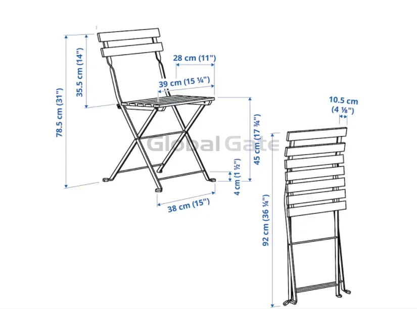 French Bistro Folding Table Chair Bistro Set Outdoor Acacia Solid