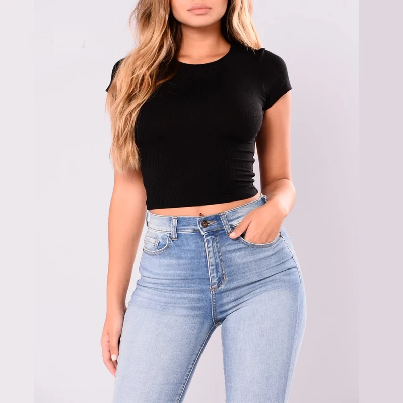 Solid Blank Crop Top Women Sexy Tee Tight Fit Short Sleeve Spandex T Shirt  Womens Custom Design Black Shirts For Ladies And Girl - Buy Solid Blank  Crop Top Women Tshirts Sexy