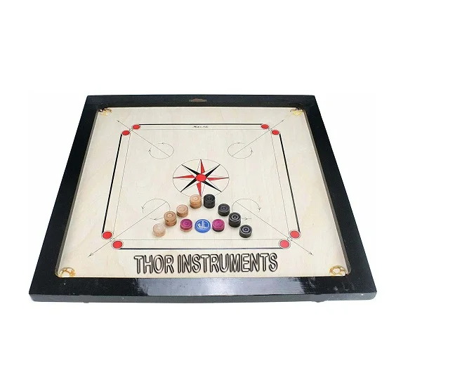 Carrom Brett Aus Holz Mt Runden Taschen Münzen Stürmer Und