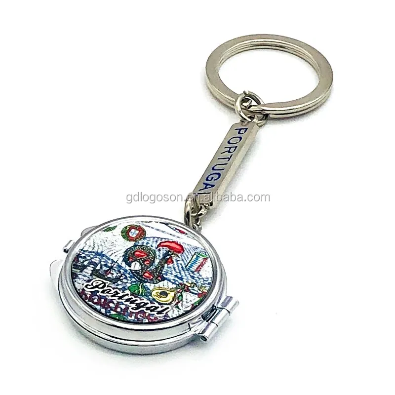 Source Metal Custom Double Sided Heart Circular Shape Mirror Key Chain  Wholesale Compact Mirror Keychain on m.