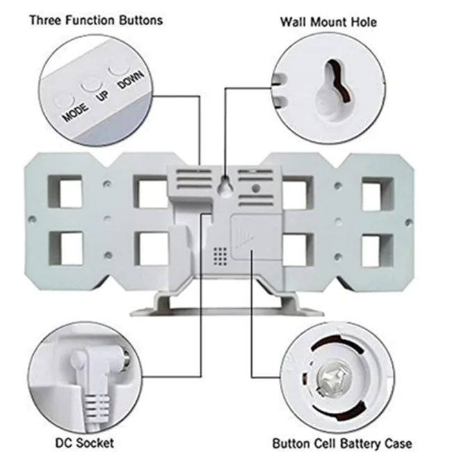 Digital Wall Clock: Outdoor Mini LED Module Alarm Kit with 3D Glowing ...