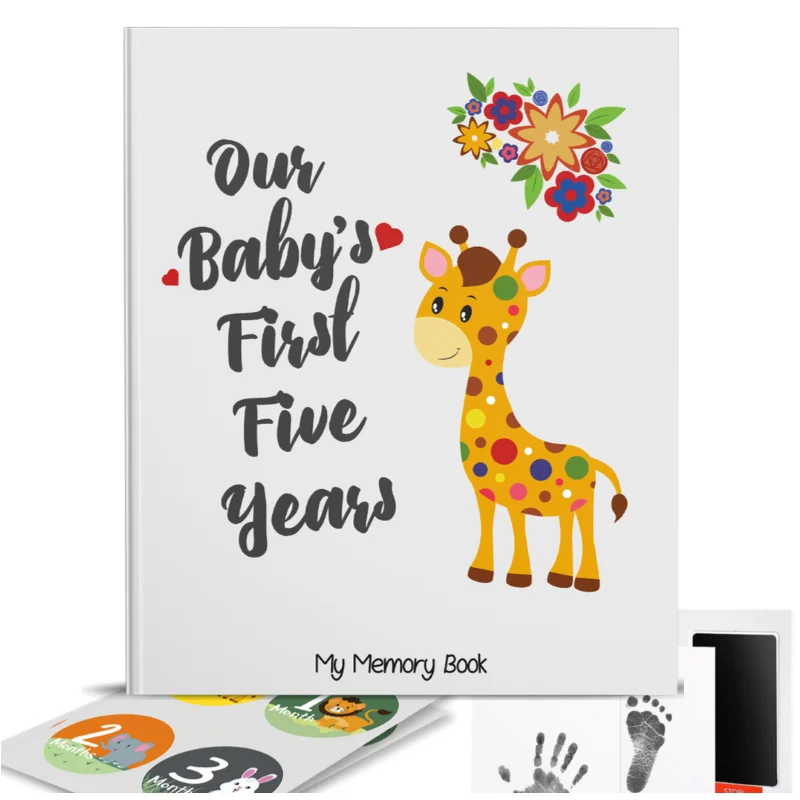 First 5 Years Baby Memory Book Journal Scrapbook With 48 Pack Monthly Milestones Stickers Clean Touch Baby Safe Ink Pad Buy First 5 Years Baby Memory Book With 48 Pack Monthly