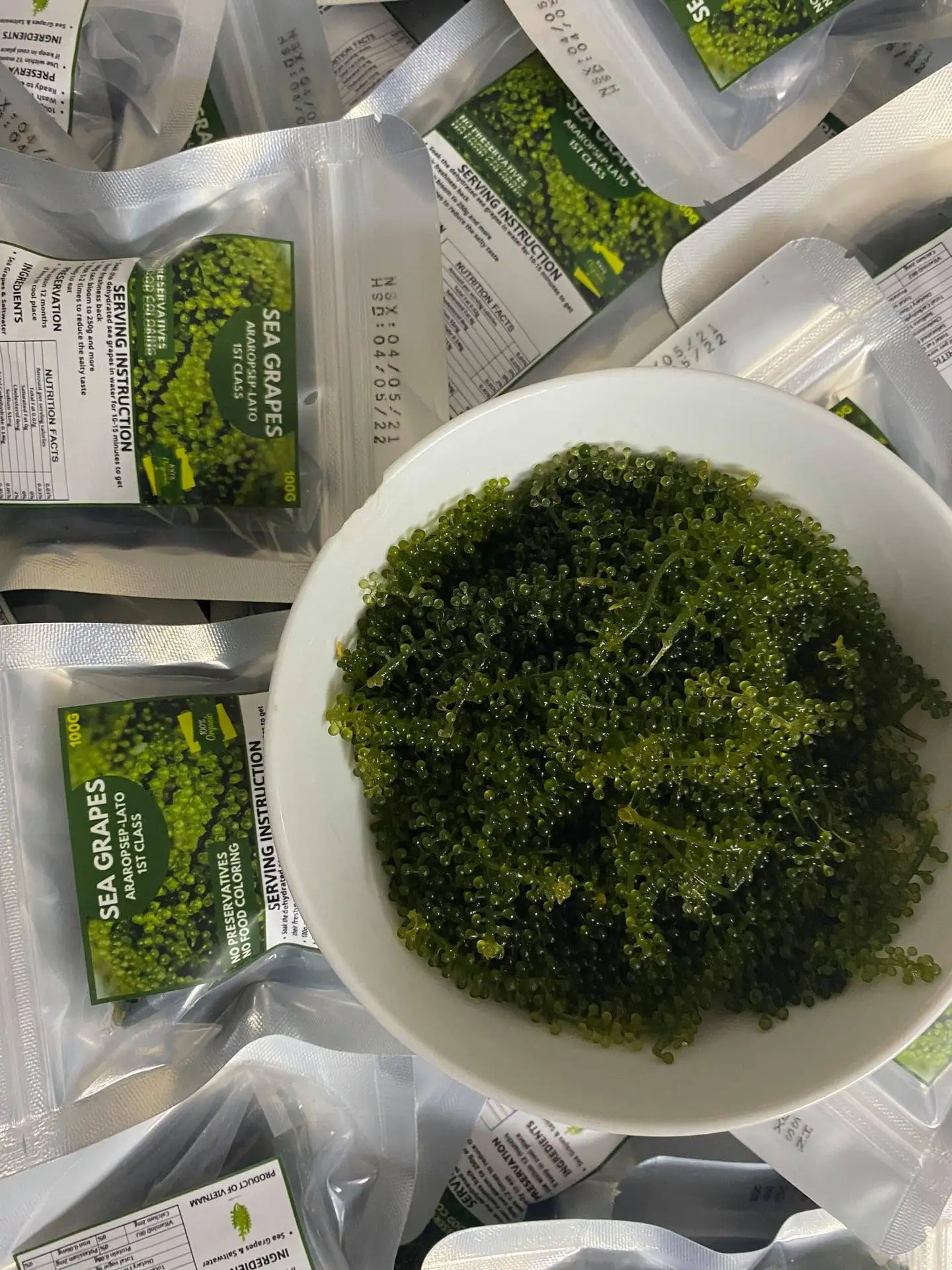 Dehydrated Sea Grapes/ Organic Vietnamese Delicacy Seaweed/ Marinated
