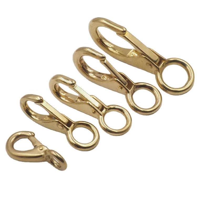 China Supply Solid Brass Fixed Eye Spring Snap Clip Fixed Eye Brass Snap Hook Halter Snap Hook