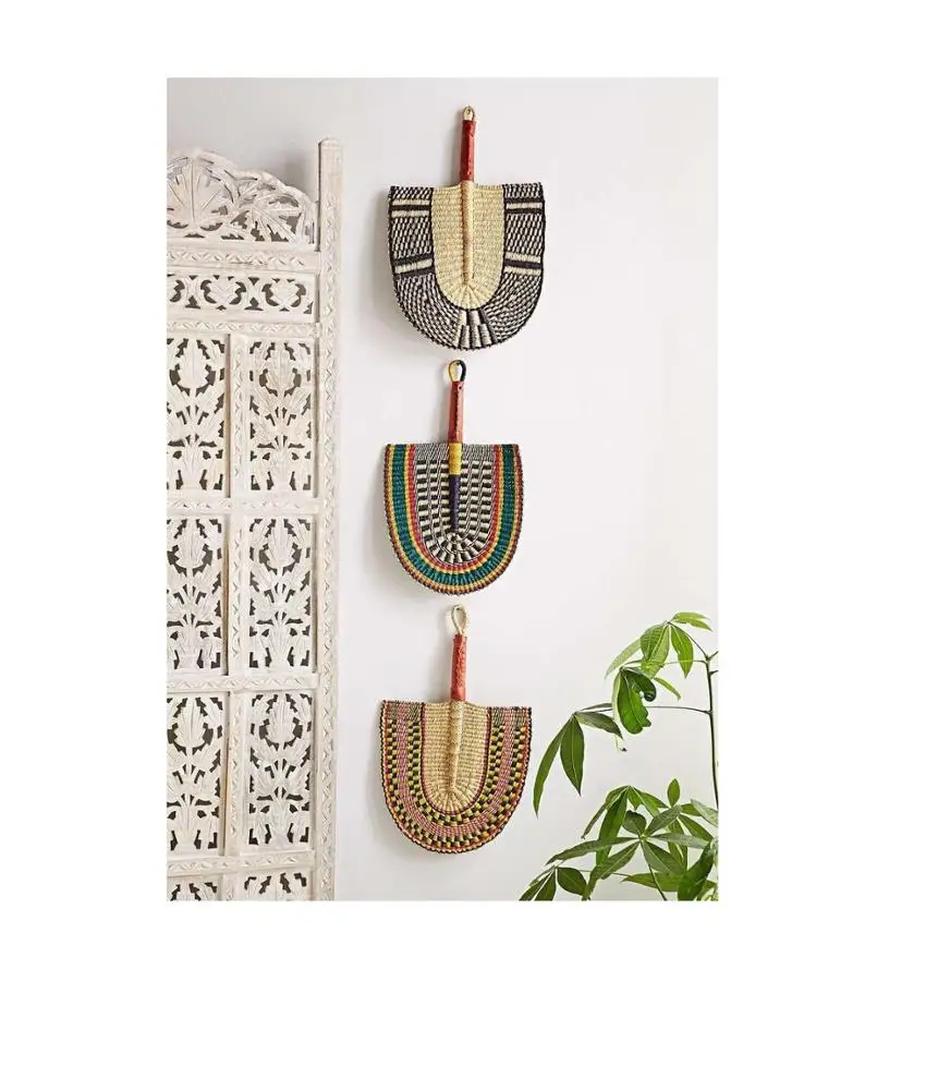 fans hand fan by leaf palm - material bamboo and leaf palm fan