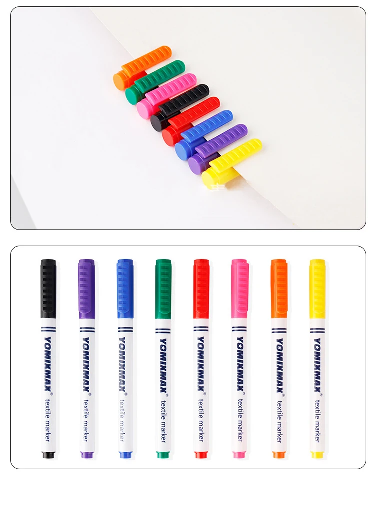 Yomixmax  12/box 12 Colours Permanent Waterproof Non-toxic Textile Fabric Marker Pen DIY Painting Shoe and t Shirt