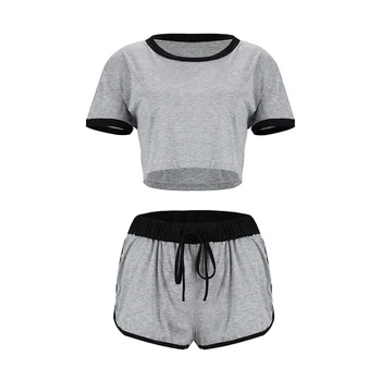 Cotton Polyester Women Sports Vest Top Shorts 2PCS Set Running Gym Yoga Fitness Tracksuit Quality is the First with Best Service
