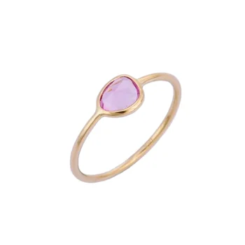 Hot Selling Natural Pink Sapphire Rose Cut Ring 18K Solid Yellow Gold Eternity Ring Gold Jewelry Women Men Custom Made Jewelry