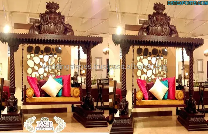 Traditional Teak Wood Swing for Home Indian Maharaja Carved