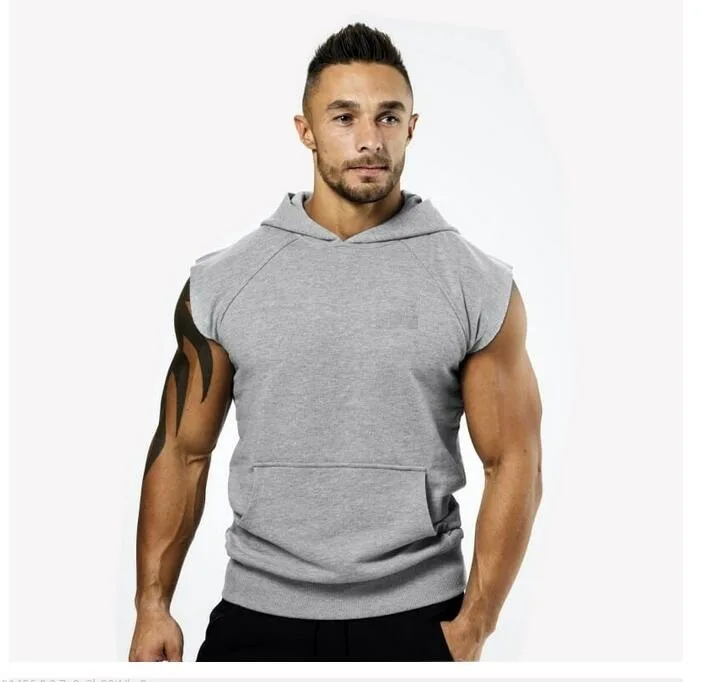 gym sleeveless hoodie mens