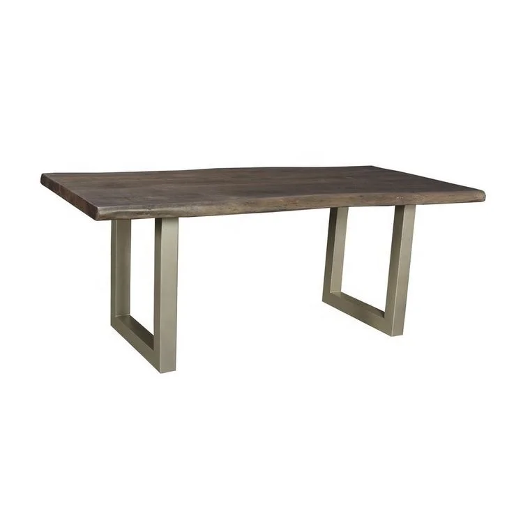 Industrial Solid Wood Live Edge Dining Table With Metal Base - Buy ...