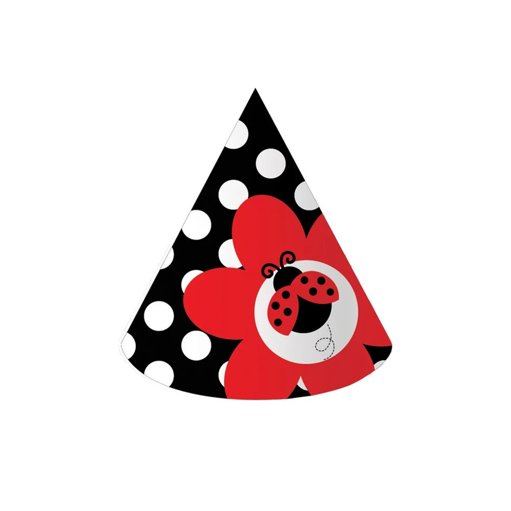 ladybug fancy child size party hats,pack of 8