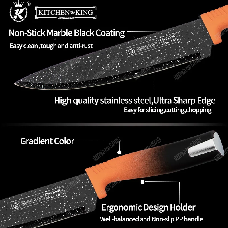 Kitchen King knife set professional BLACK Gradient 6 pieces knife