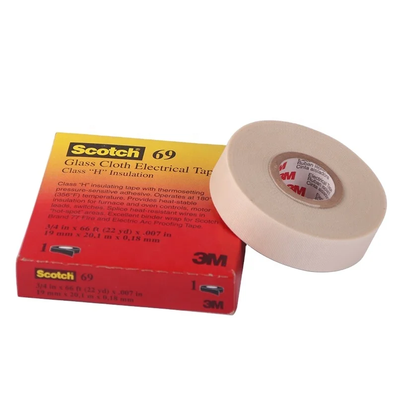 3M Scotch Glass Cloth Electrical Tape 69 - 1/2 Inch X 22 Yard High Temperature Flame Retardant Tape