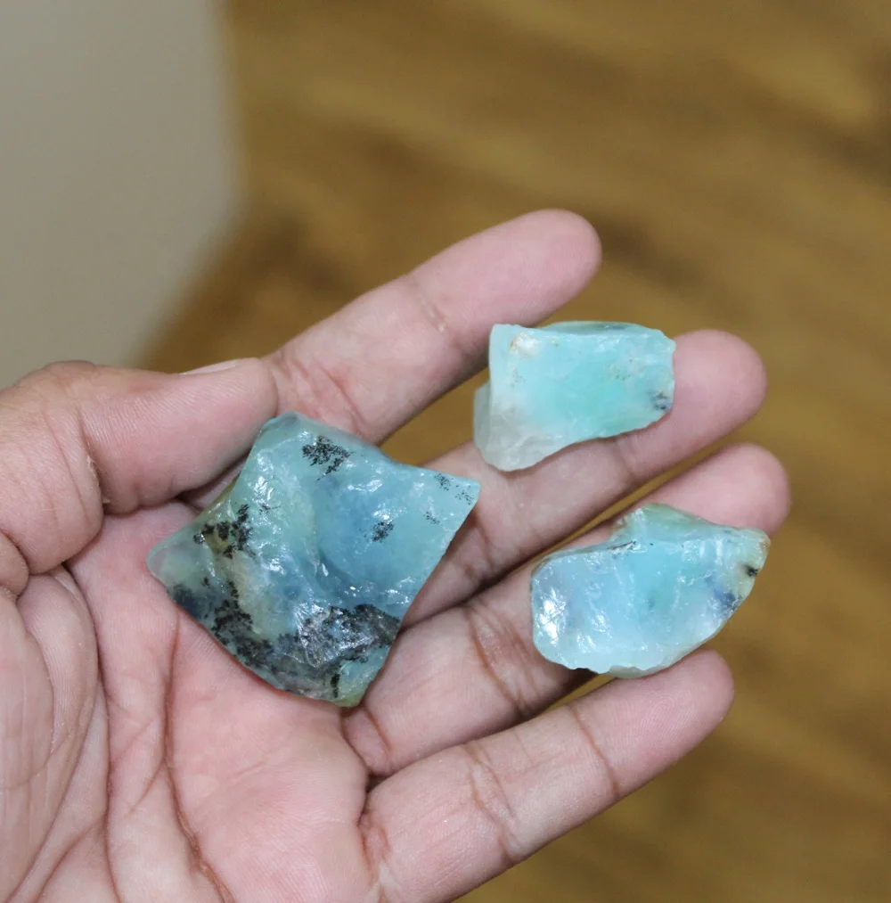 rare blue andean opal raw specimen