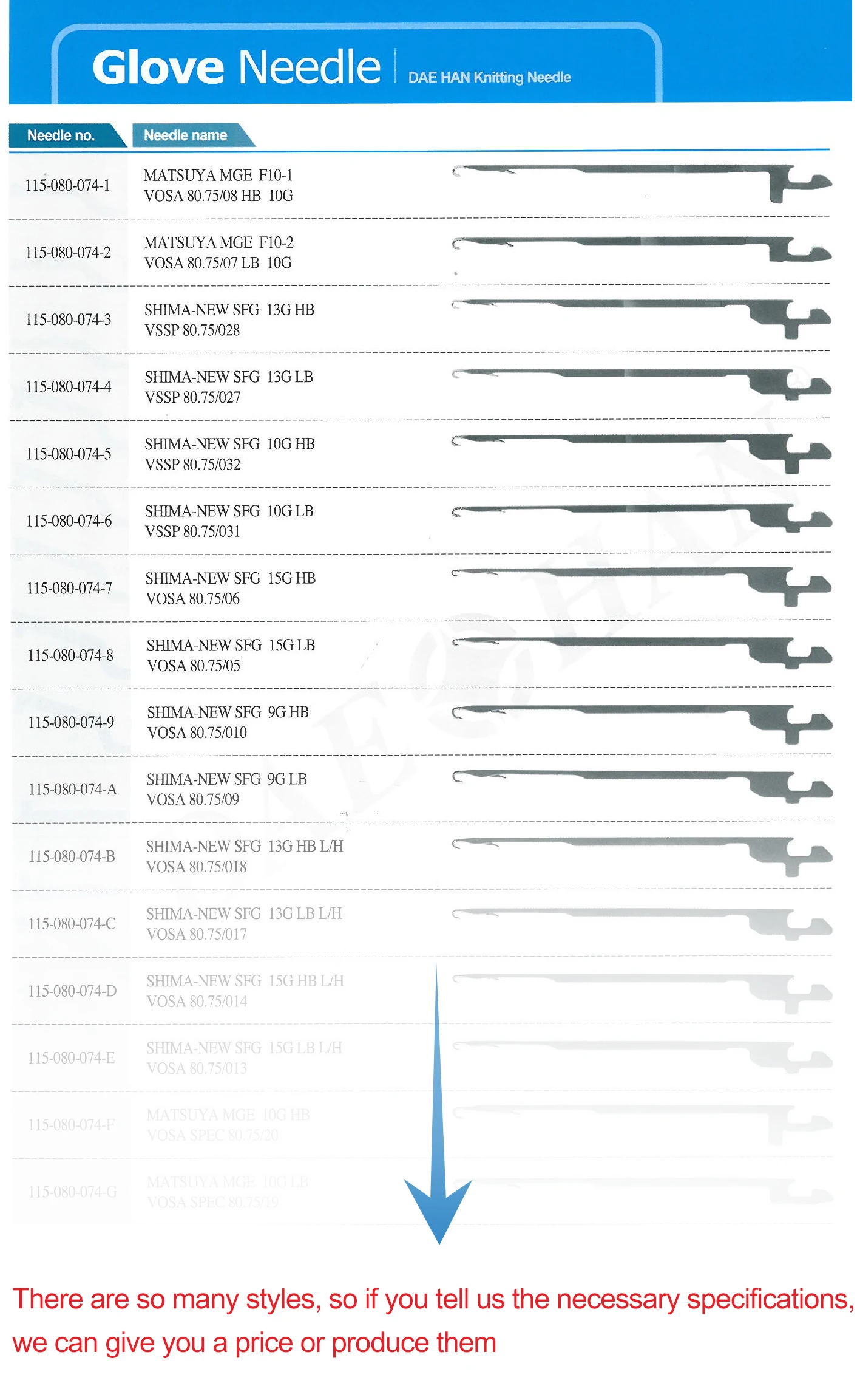 Daehan Knitting Machine Needles Factory For Circular And Flat Knitting