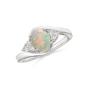 925 Sterling Silver Natural Fire Ethiopian Opal Stone Bypass Ring Jewelry for Women - Shop Wholesale Genuine Rings on Sale