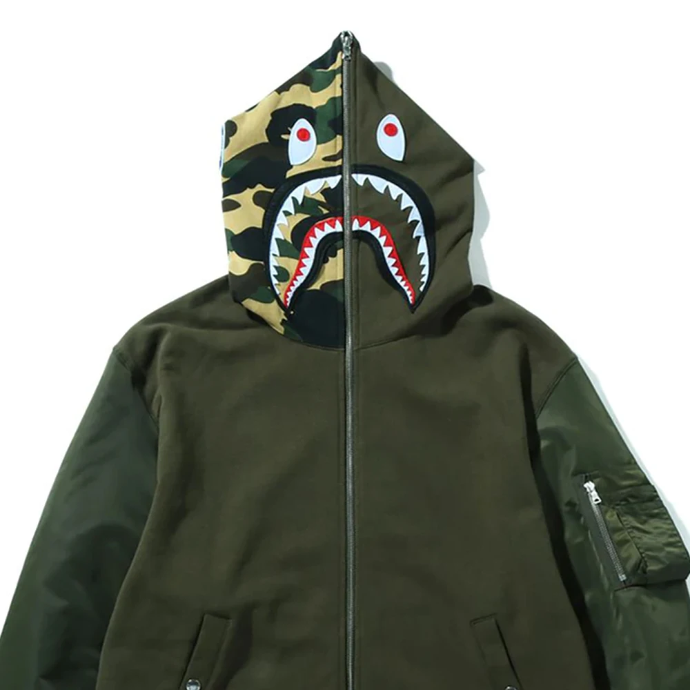 Bape Shark Jaw Men s Sweats Coat hoodies unisex Jacket Full Custom digital sublimation printing hoodies for men wholesale Alibaba