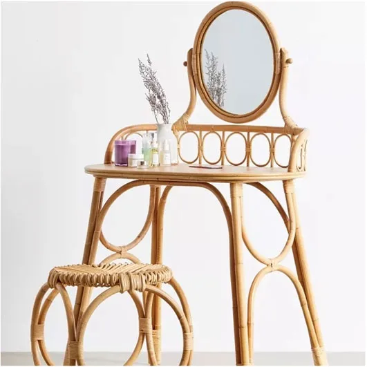Lovely Rattan Dressing Table,Rattan Vanity For Bedroom Furniture In