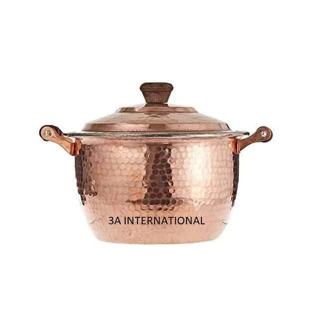 Large Shiny Polished Luxury Copper Serving Pot For Home Dining Table