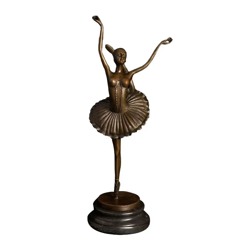 Art Deco Bronze Look Ballet Figurine Sculpture Ballerina Statue Ornament Figure 