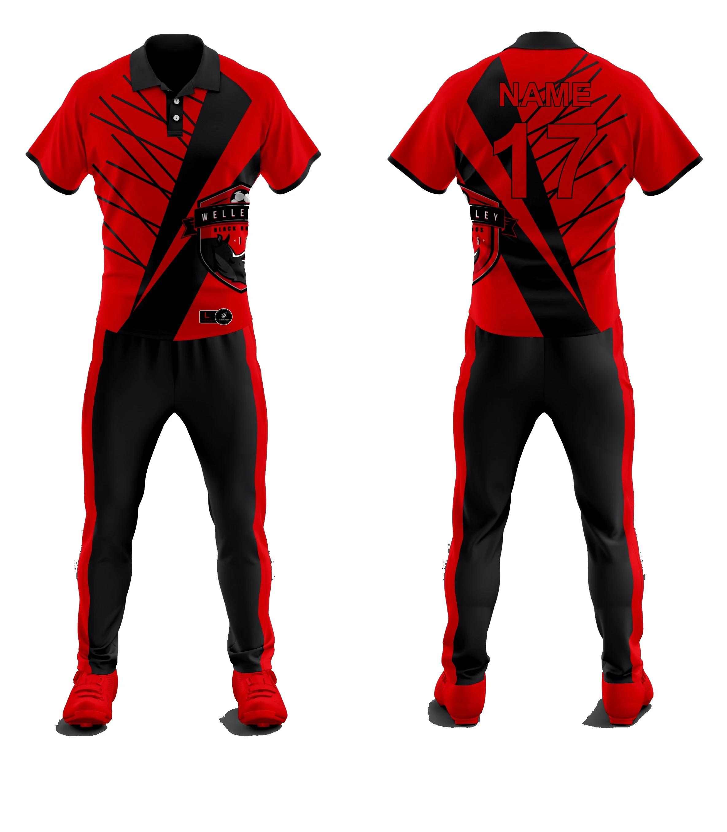 Source sport red and black cricket jersey sublimation jersey