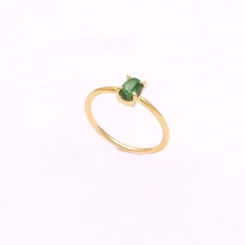 Natual green tourmaline gemstone ring gold edge oval shape stone ring handmade wholesale designer rings women jewelry