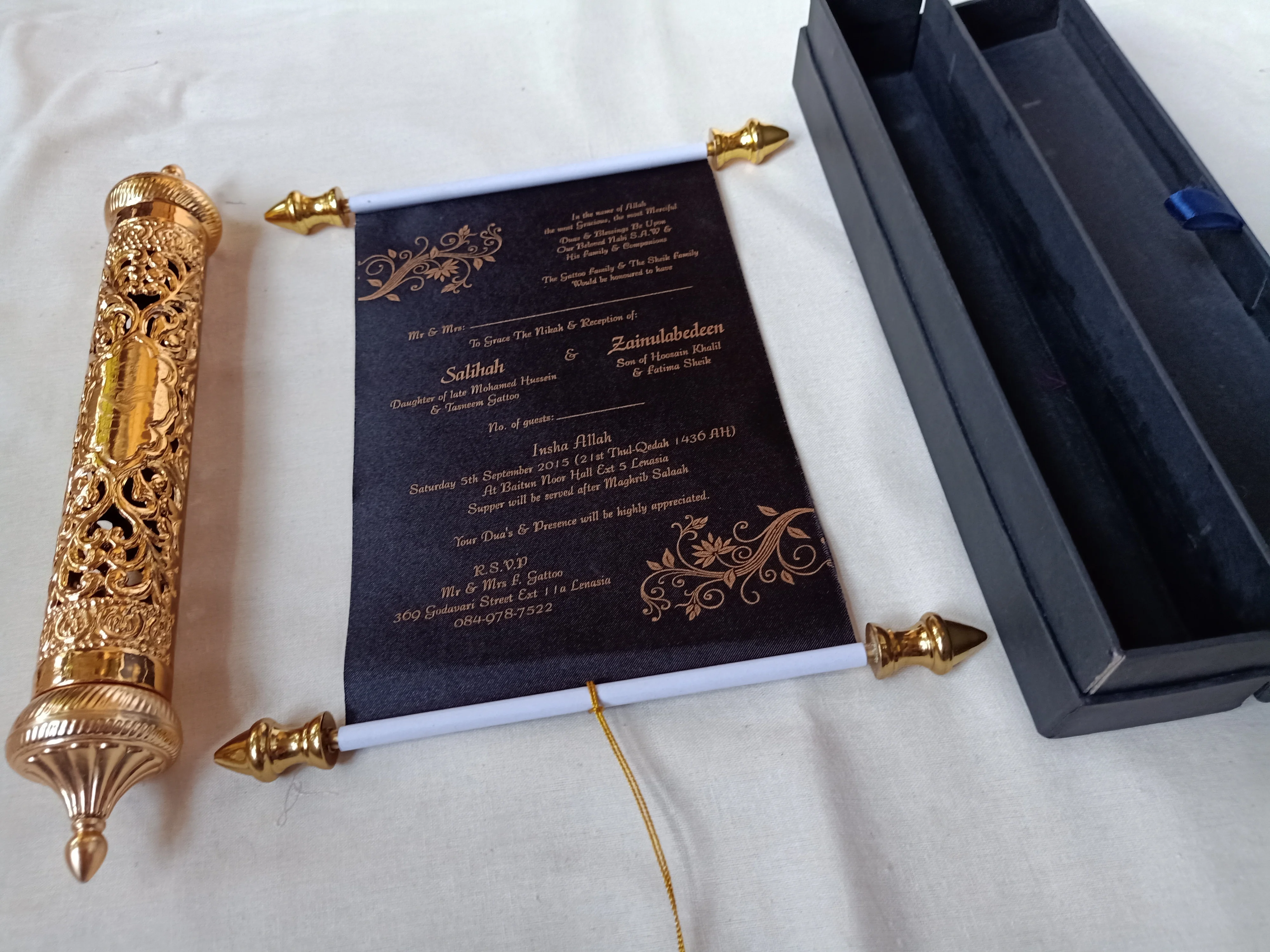 Velvet Scroll Invites Suitable for bar Mitzvah celebrations Also Available With Velvet Fabric Covered Boxes