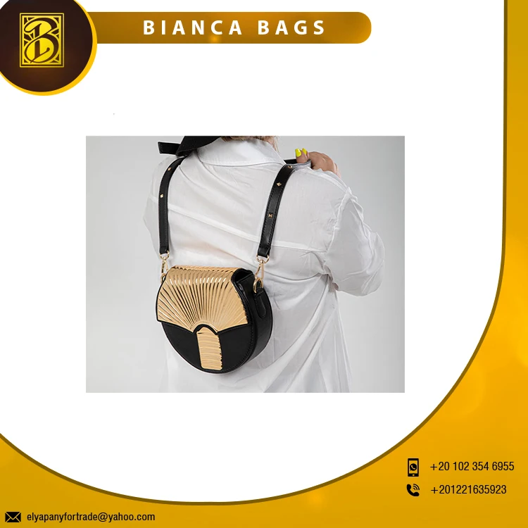 Fashionable Egypt artwork Bianca Bags Handmade from real leather and Handcrafted copper plated with 21 carot of gold