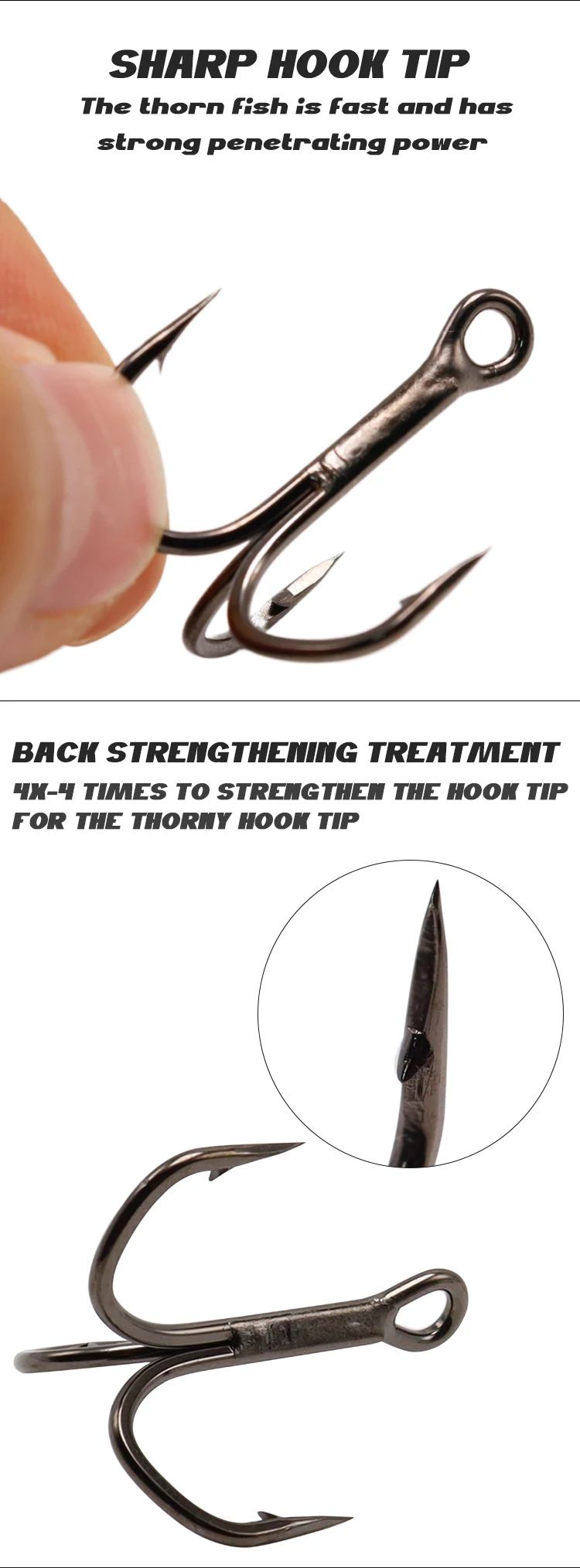 New Design High Carbon Steel Hooks Bulk 3x 4x Triple Fishing Hook