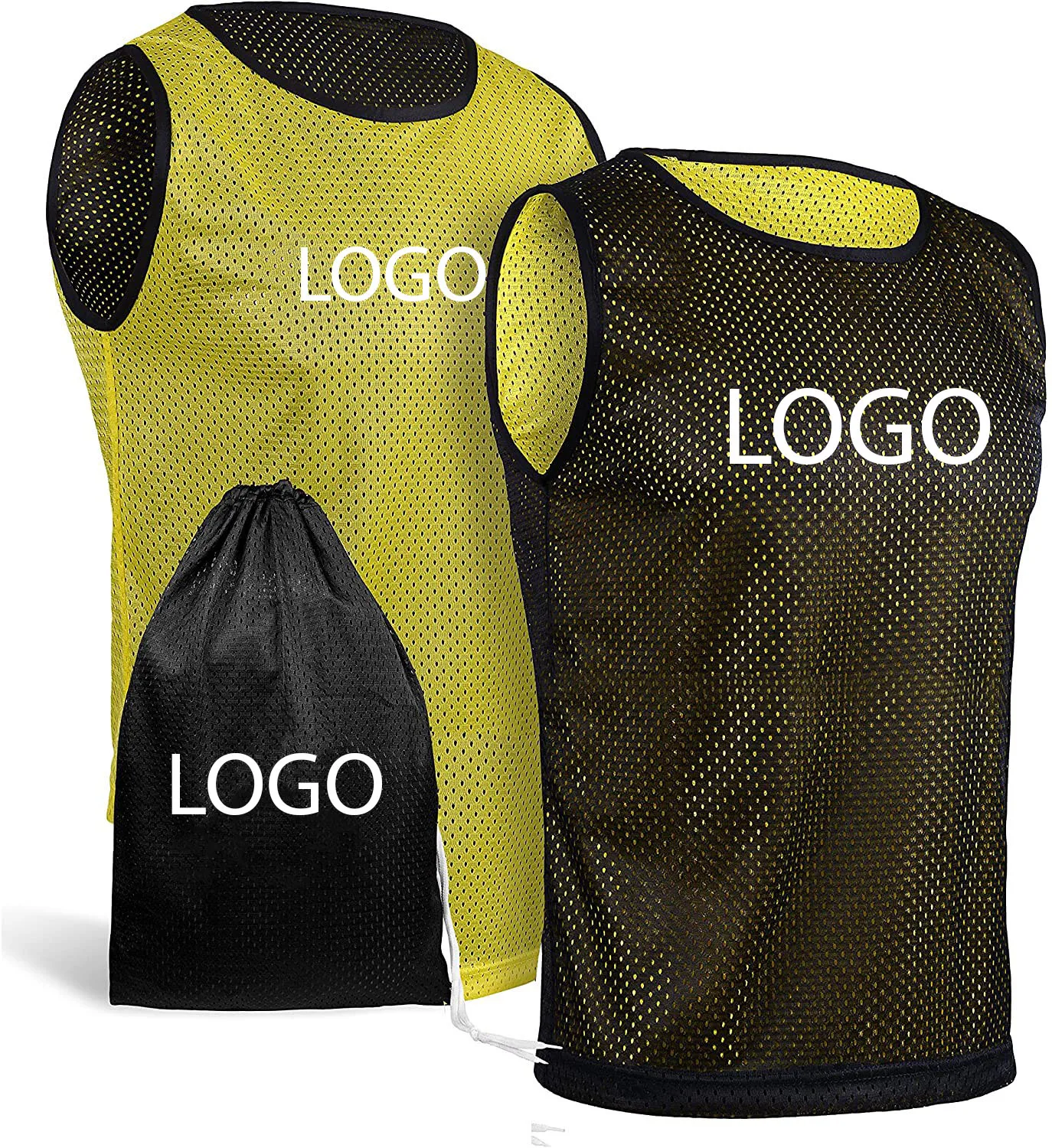 Custom Logo Names And Numbers Reversible Sports Training Bibs Soccer