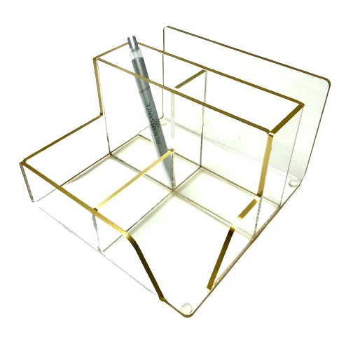 Manufacturer Wholesale Acrylic Desk Organizer Gold edges Stationery Set
