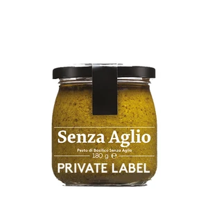 Private Label OEM Italian Green Pesto Garlic-free Pesto with Basil and Pine Nuts Jar for Retail