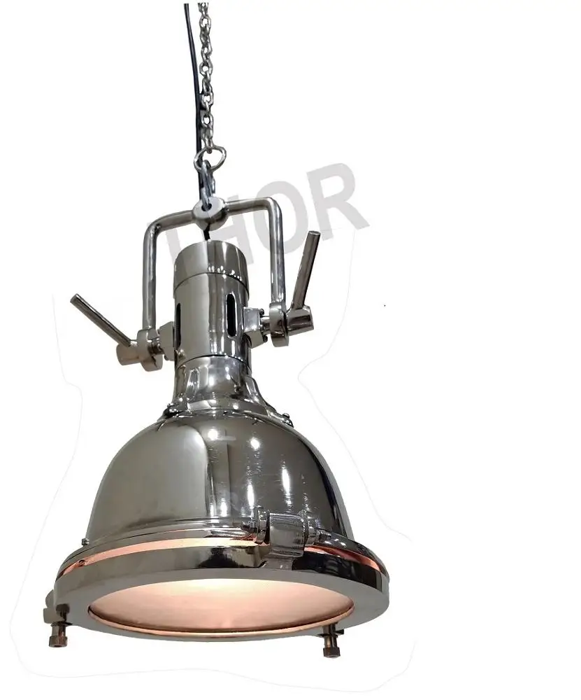 Details about   Modern Industrial Retro Nautical Chrome Pendant Lamp Large Hanging Ceiling Light