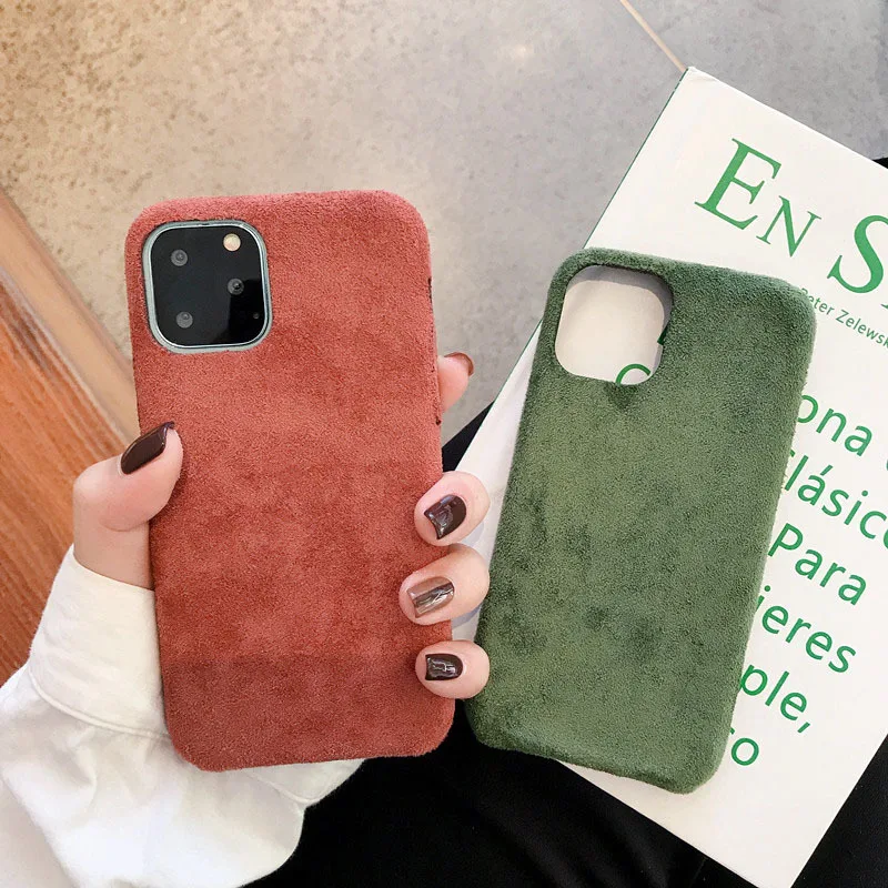 Moda De Veludo Tecidos De Pelúcia Caso Para Iphone 7 8 6 6s Mais Quente Cor  Sólida Tampa Traseira Macia Para Capa De Veludo Para Iphone 11 Pro Max -  Buy Para