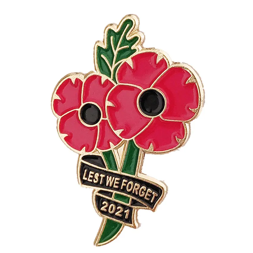メーカー記念日ギフトカスタムソフトエナメル赤い花ポピーピンバッジ