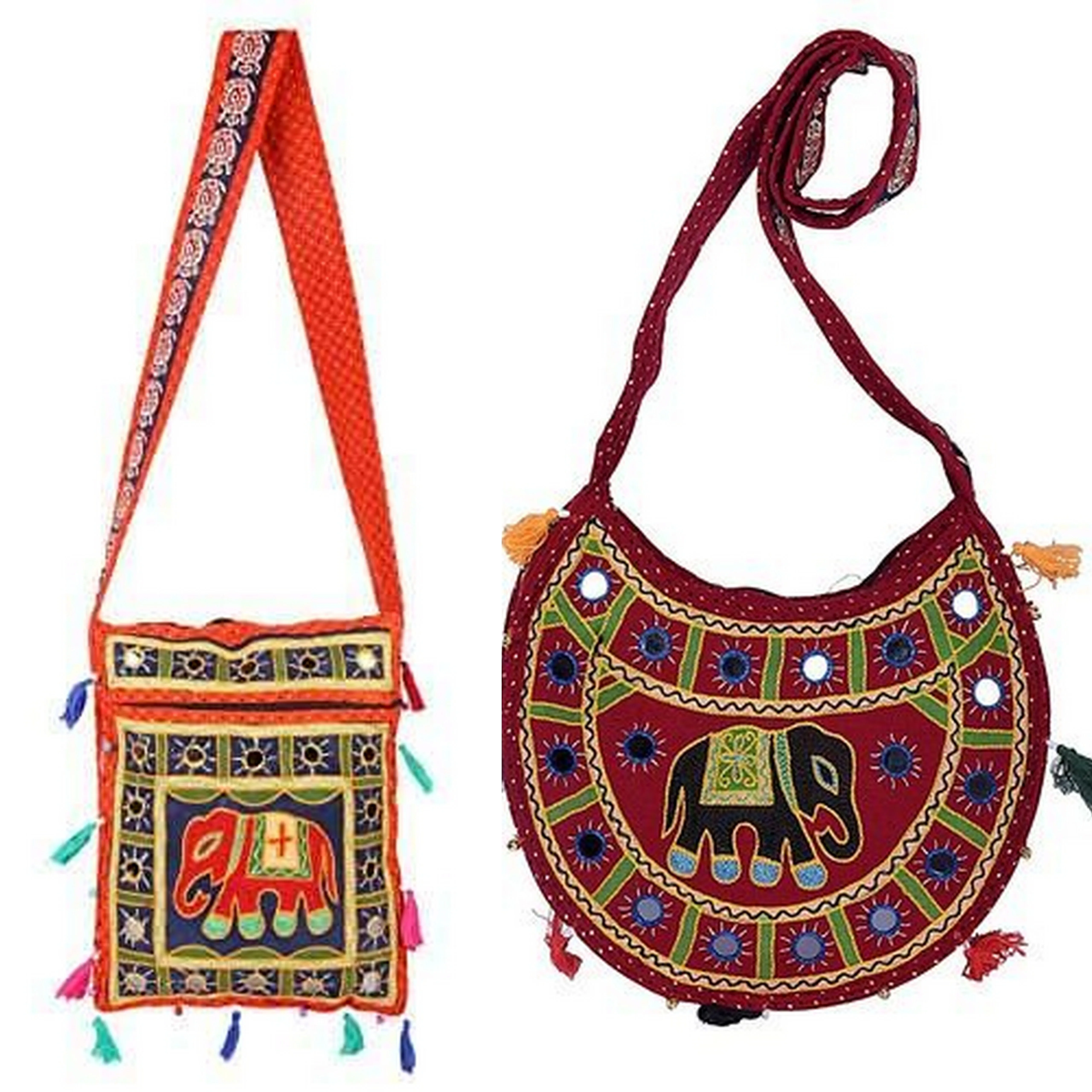 Designer Kantha Hand Embroidery Tribal Banjara Boho Indian Shoulder Bag  #293: Handbags