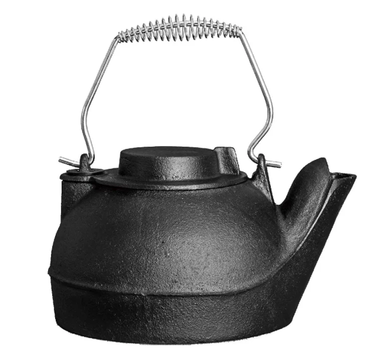 Black Vintage Wood Stove Cast Iron Kettle Humidifier Pot Steamer Fireplace  2.5QT