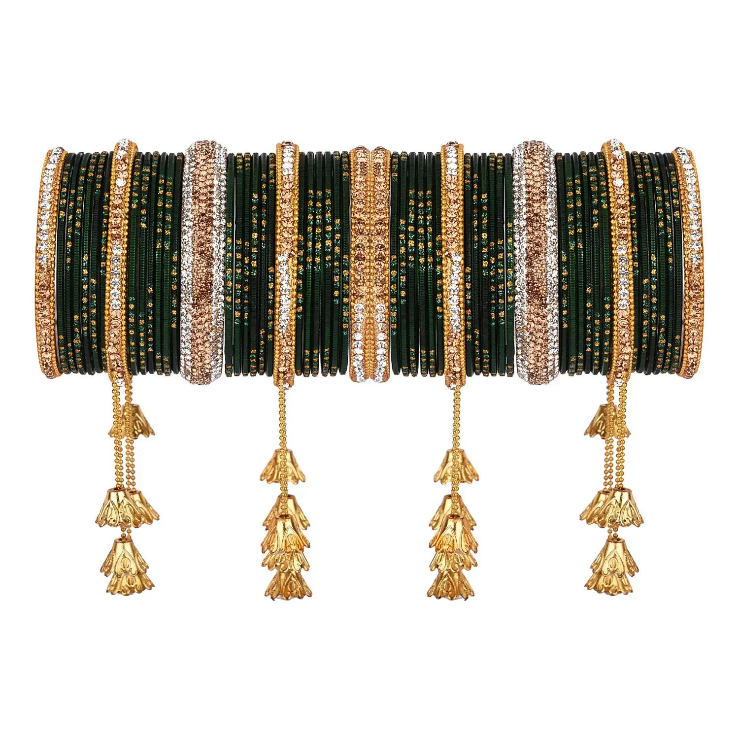 Pulseiras Indiana Efulgenz 24 Unidades | Veludo E Metal | Estilo Bollywood