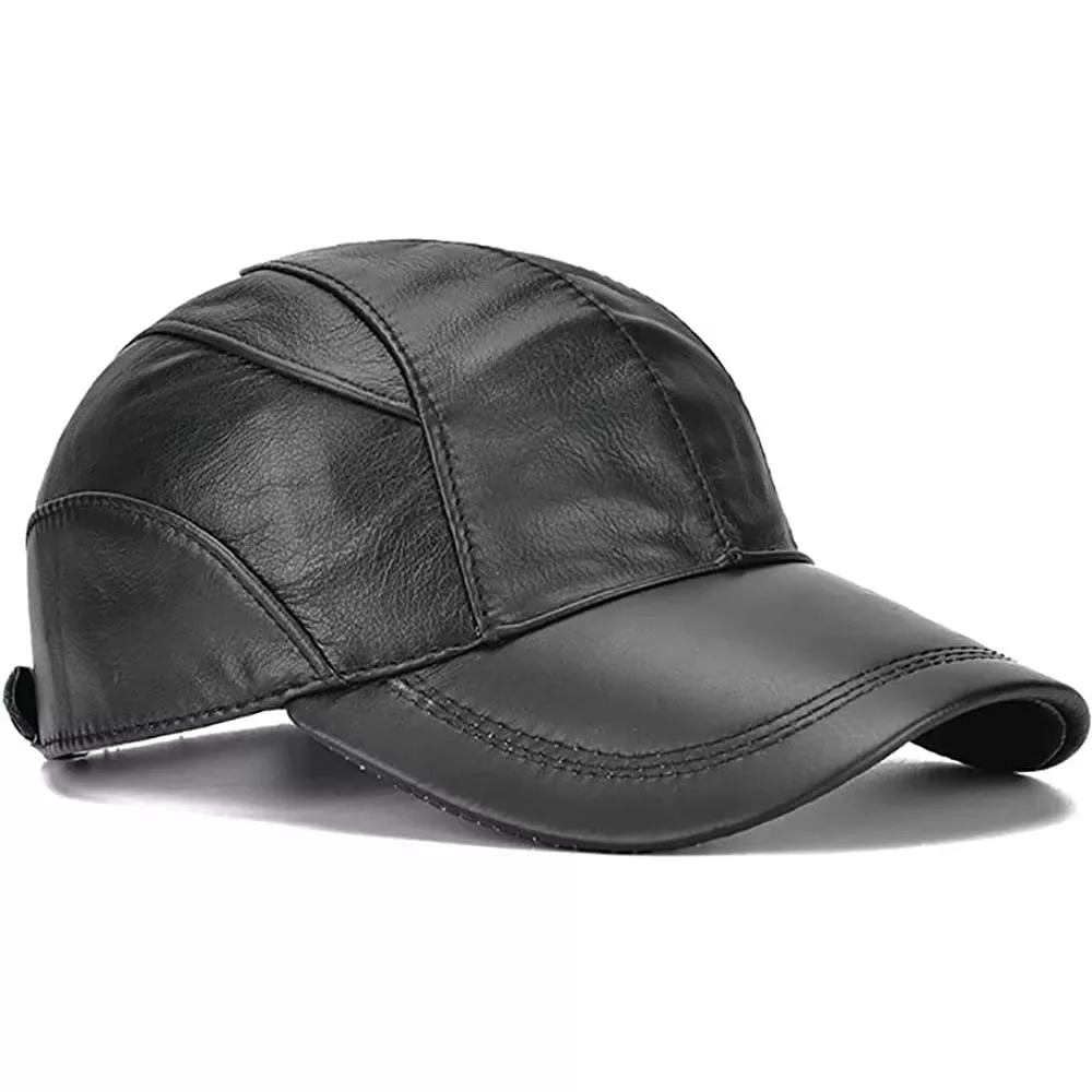 black leather yankee hat