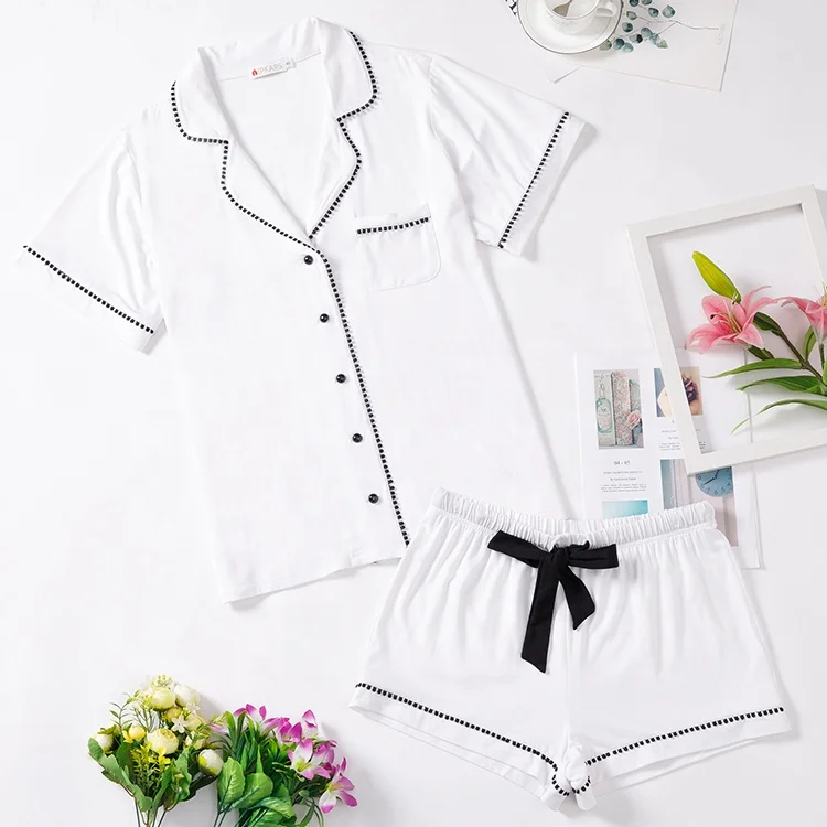 
2021 Пижама с бамбуковым цифровым принтом, с коротким рукавом, из двух частей, пижама из хлопка, женская одежда для сна 