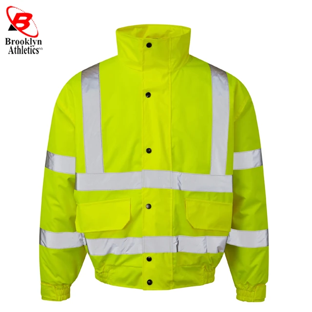 Hi Vis Viz High Visibility Safety Bomber Jacket Work Wear Rain Jacket