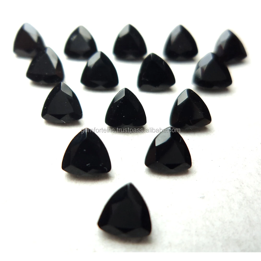 Bulk Black Onyx Trillion Shape Loose Gemstones 6x6mm Faceted Size Small